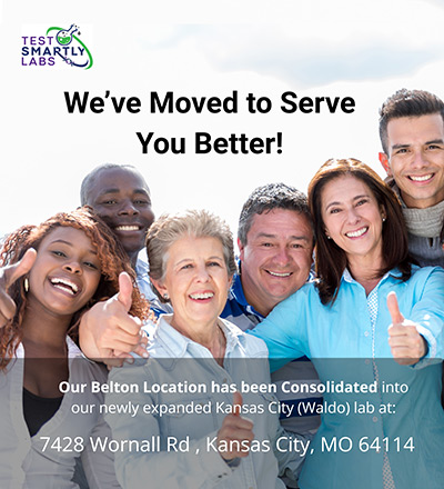 We've moved to serve you better! Our Belton location has been consolidated into our newly expanded Kansas City (Waldo) lab at 7428 Wornall Road, Kansas City, Missouri 64114.
